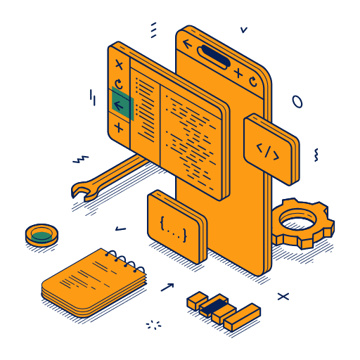 Software development and product building illustration